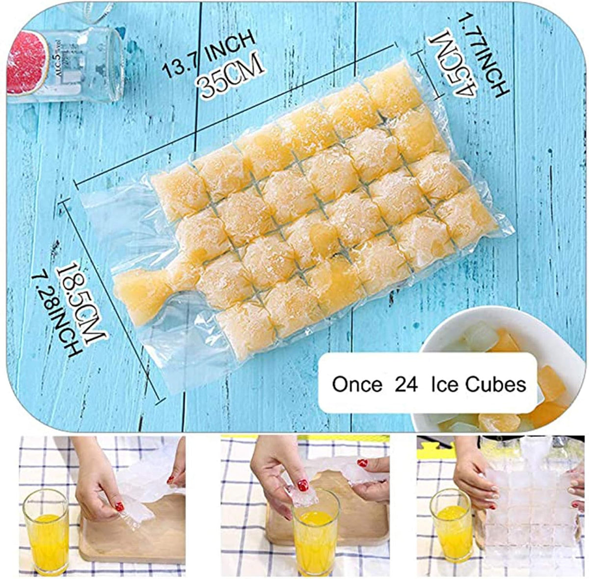 Freezer bags for lemons, ice, and juice
