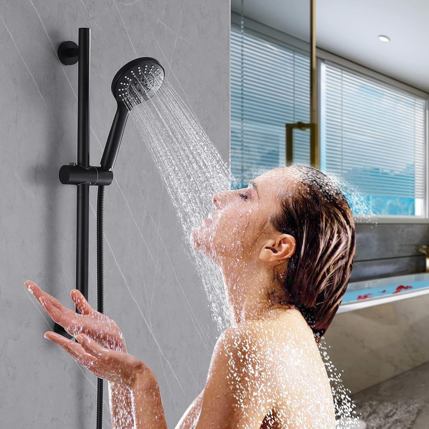 رأس دش محمول باليد هاند شاور بـ 5 وظائف – تجربة استحمام فاخرة ومريحة!