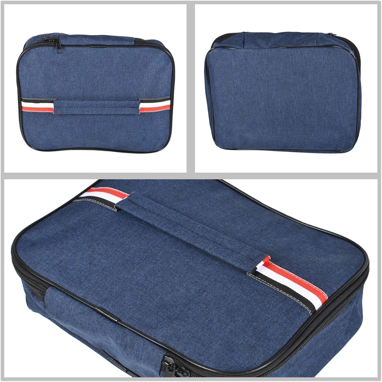 حقيبة غداء مصنوعة من قماش أكسفورد، مبطنة بالقصدير مقاومة للماء، تحافظ على الحرارة، عازلة للبرودة، طبقة واحدة، خارجية، نزهات، مدرسة، عمل، محمولة، أزرق، رمادي