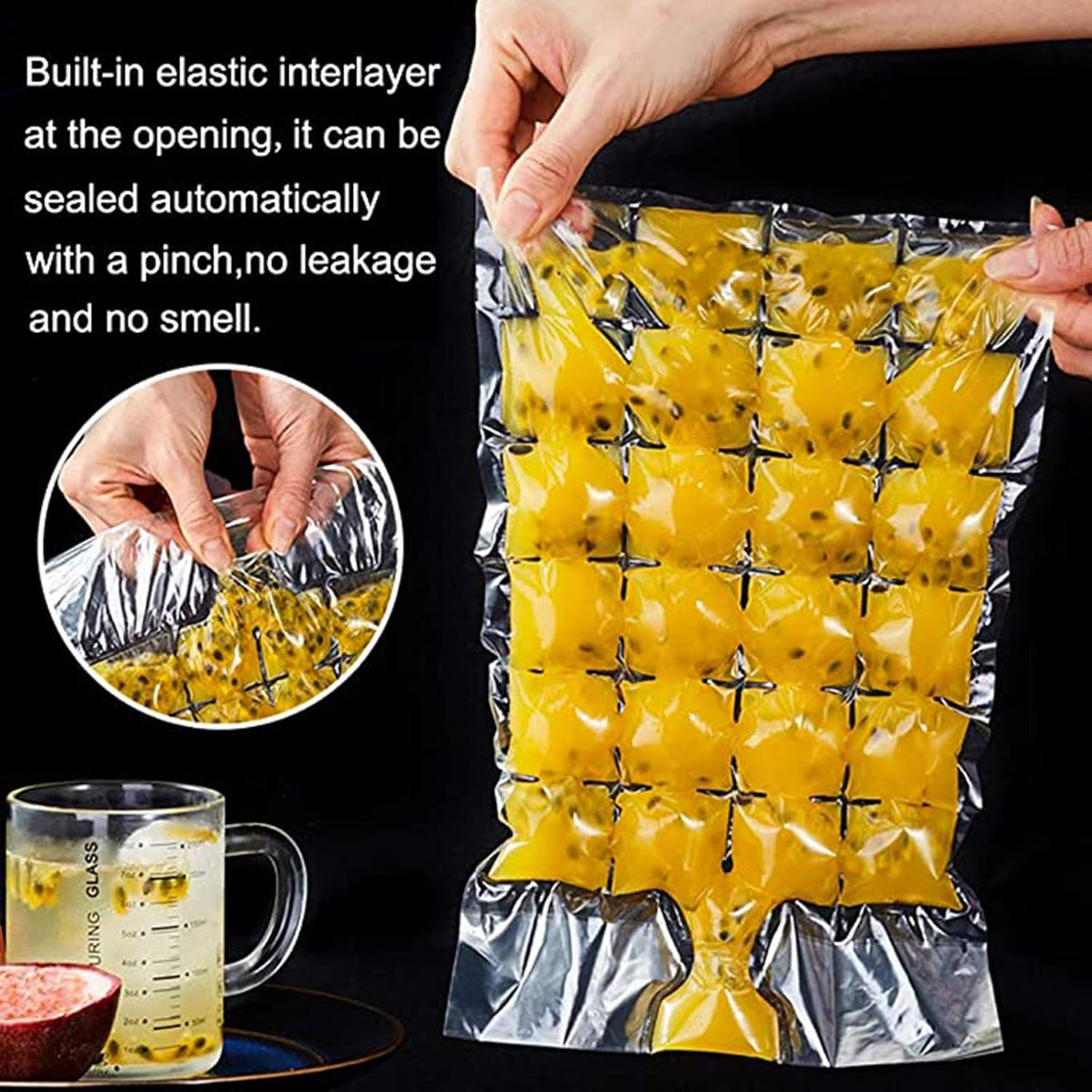 Freezer bags for lemons, ice, and juice