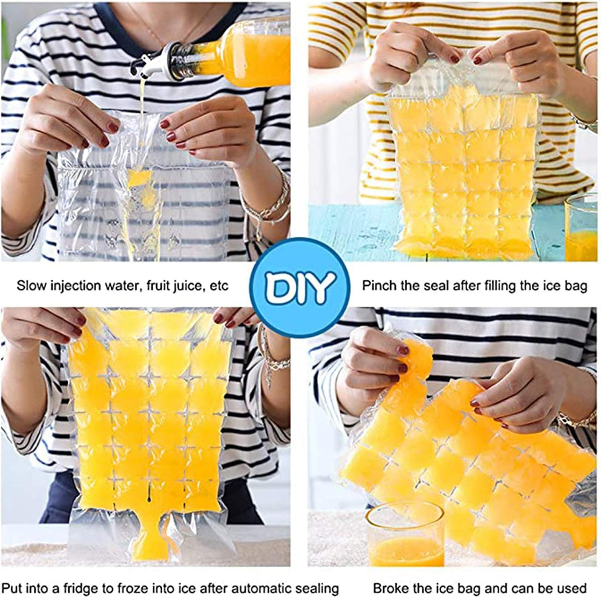 Freezer bags for lemons, ice, and juice