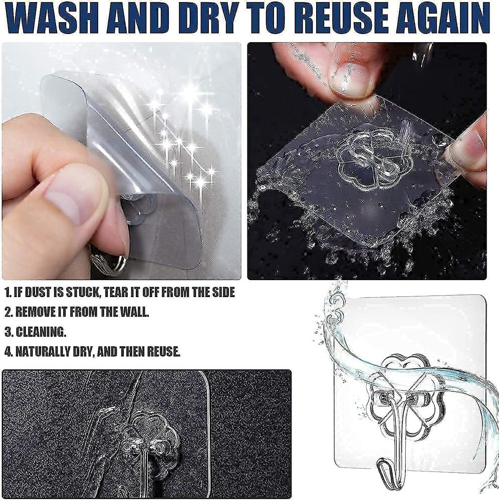 🌸خطافات حائط زهور ميتسيكو – لاصقة شفافة شديدة التحمل  تعليق أنيق دون خدش أو ثقوب