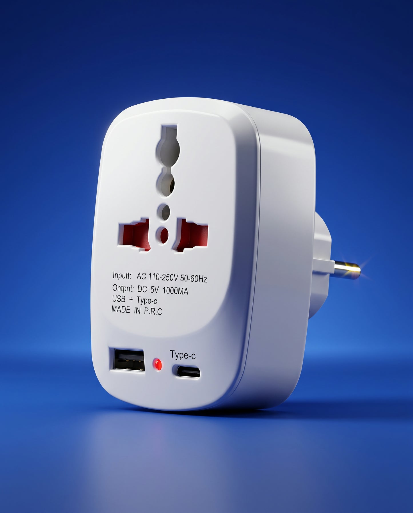 محول قابس سفر عالمي – منفذي USB مزدوجين + منفذ Type-C، شاحن عالمي