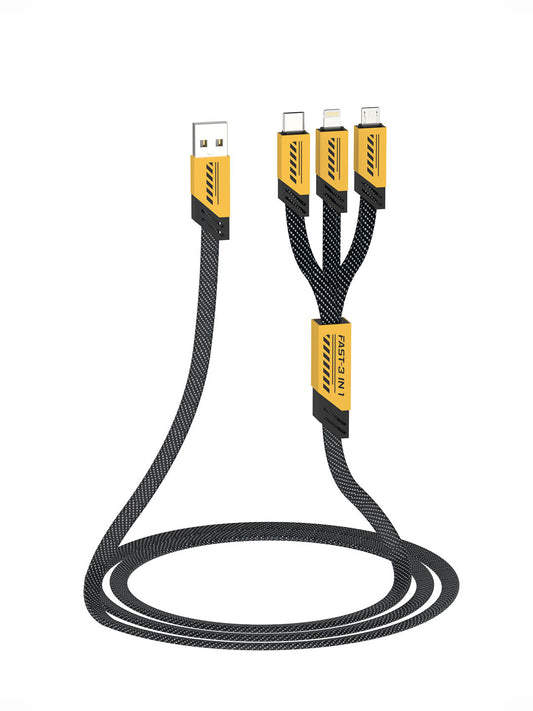 كابل شحن سريع متعدد الاستخدامات 3 في 1 عادي - ايفون - تايب سي (USB إلى Type-C / Lightning / Micro USB)