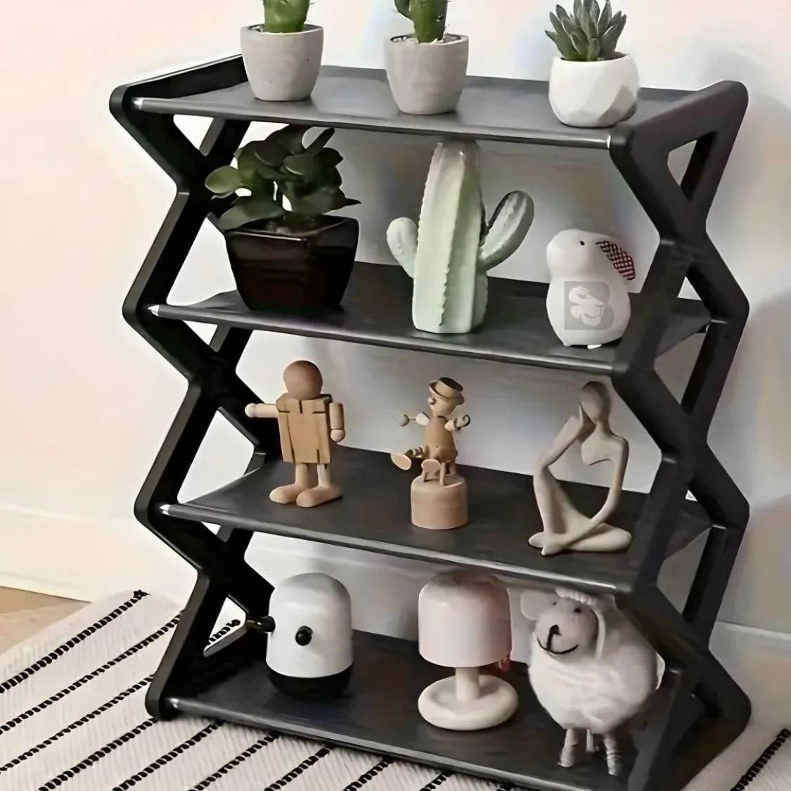 منظم أحذية عمودي 4 أرفف  49.5×42×18.5 سم – حل مثالي لتوفير المساحة!