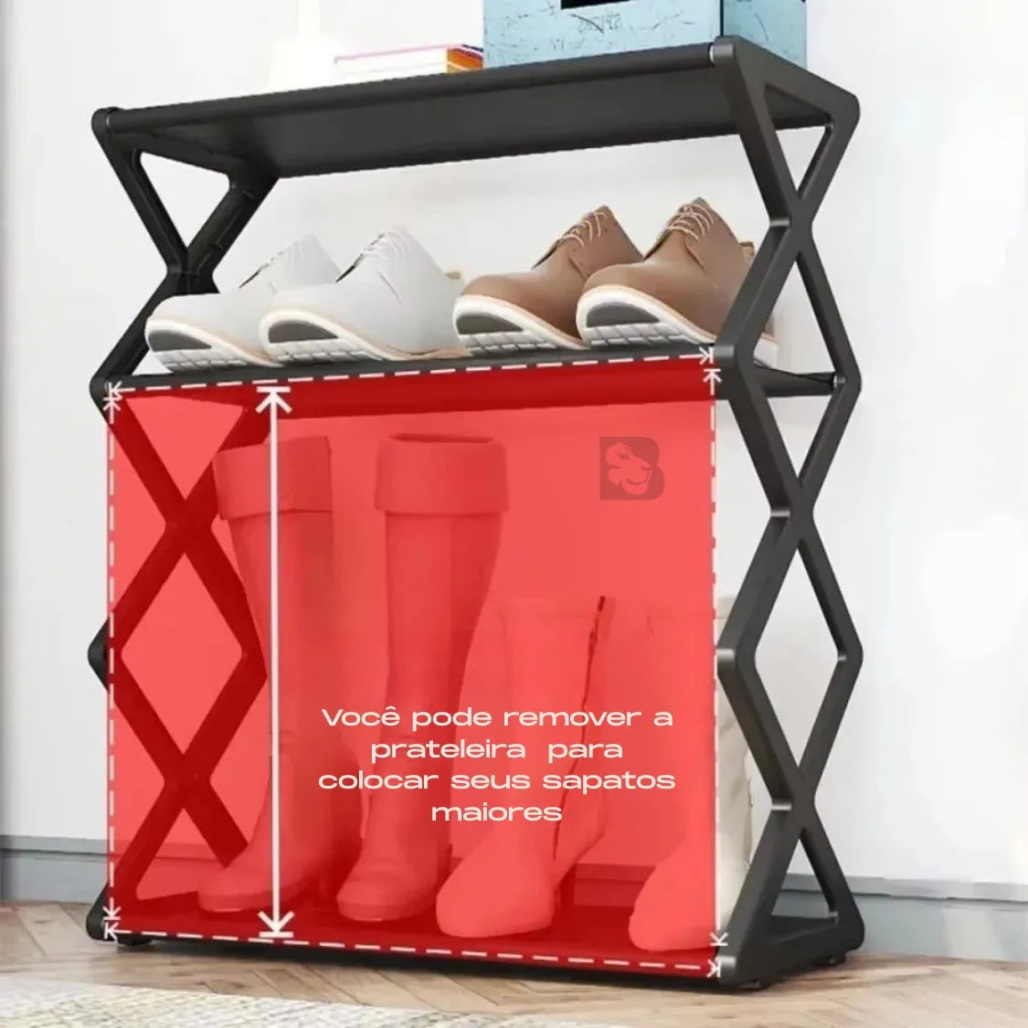 منظم أحذية عمودي 4 أرفف  49.5×42×18.5 سم – حل مثالي لتوفير المساحة!