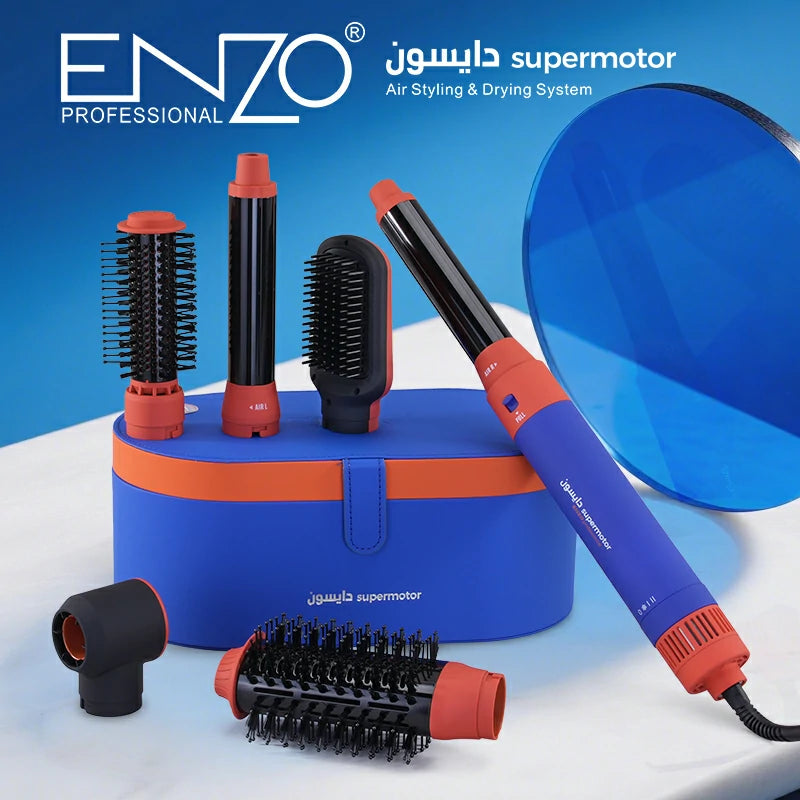 بكج ENZO ستايل دايسون 6 في 1 بقوة 1500 واط – مجفف ومصفف شعر مع فرد وتجعيد