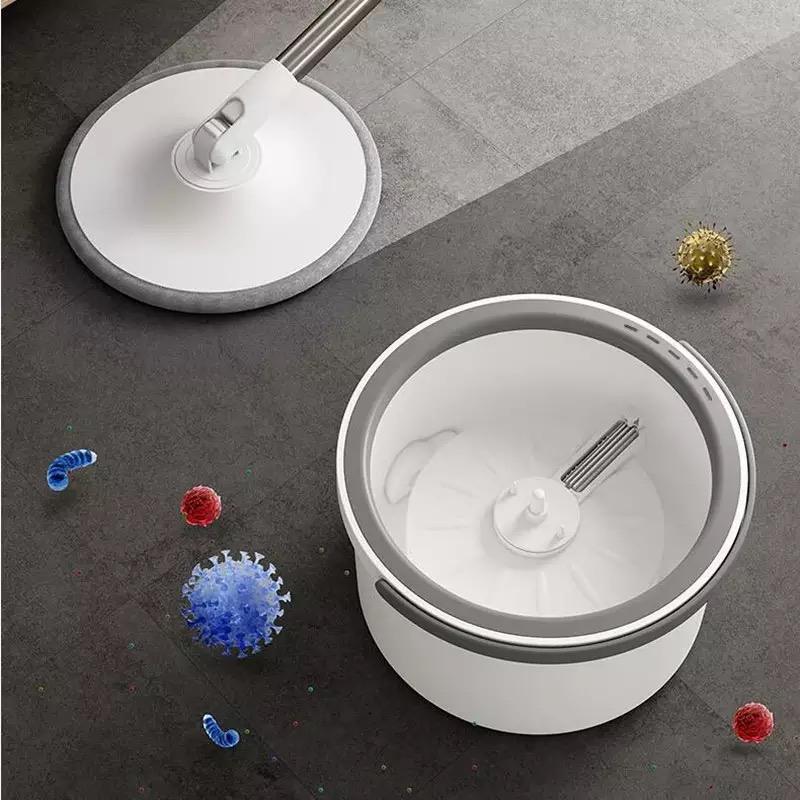 طقم ممسحة مسطحة بدون استخدام اليدين – دلو ضغط + 2 قطعة قماش ألياف دقيقة