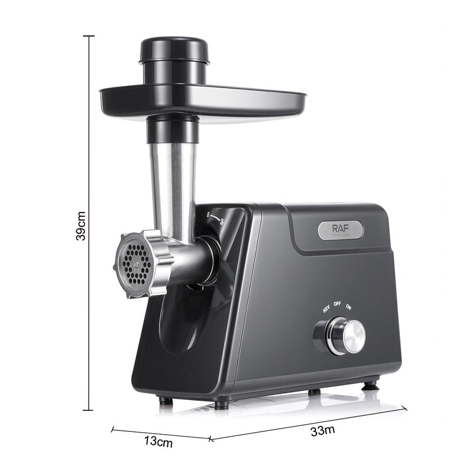 فرامة لحم كهربائية 800 واط RAF – موديل R.3404 رؤوس متعددة للطحن + ملحقات للكبة والنقانق