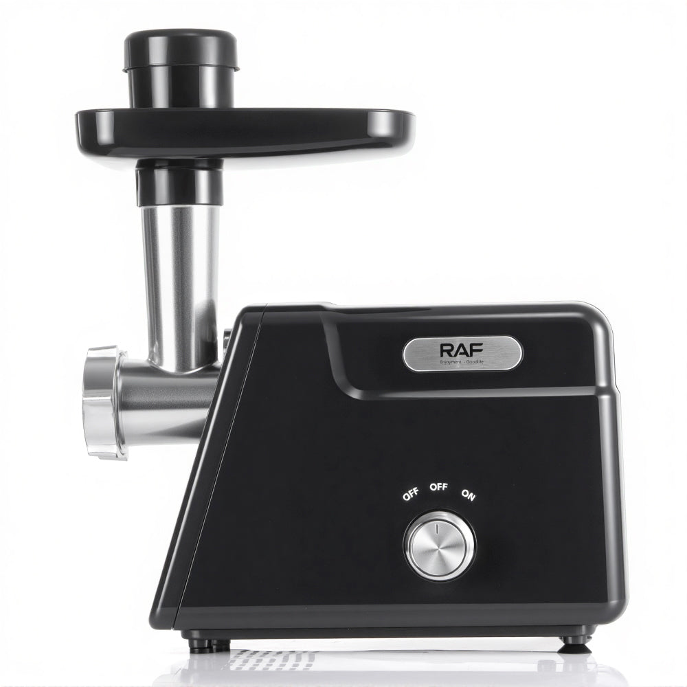 فرامة لحم كهربائية 800 واط RAF – موديل R.3404 رؤوس متعددة للطحن + ملحقات للكبة والنقانق