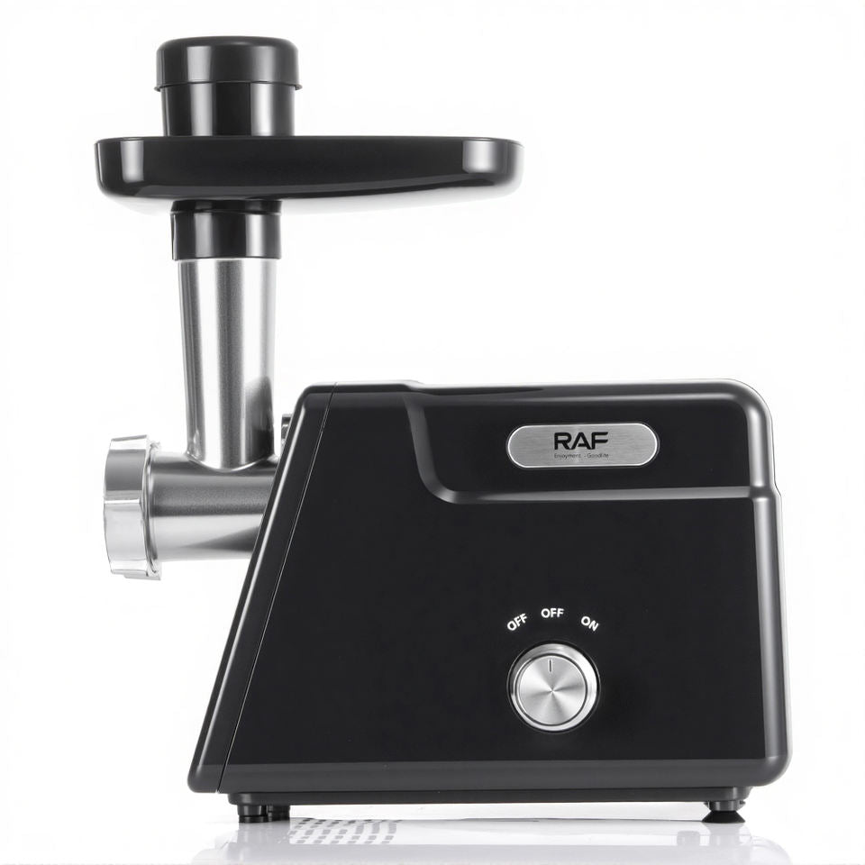 فرامة لحم كهربائية 800 واط RAF – موديل R.3404 رؤوس متعددة للطحن + ملحقات للكبة والنقانق