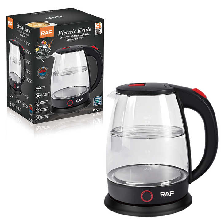 غلاية كهربائية راف RAF R.7213 تعمل تلقائيًا وتوقف عن العمل، غلاية مياه منزلية 2 لتر 1500 واط