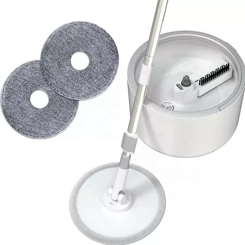 طقم ممسحة مسطحة بدون استخدام اليدين – دلو ضغط + 2 قطعة قماش ألياف دقيقة