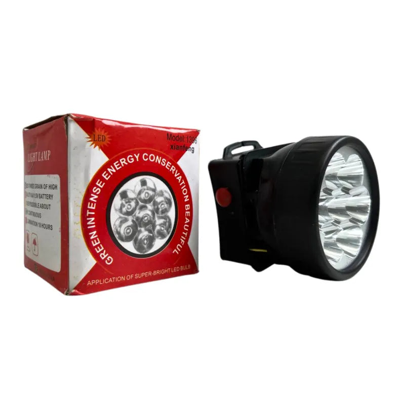 مصباح أمامي LED – موديل 1396، أسود اللون، مزود بشريط مطاطي قابل للتعديل