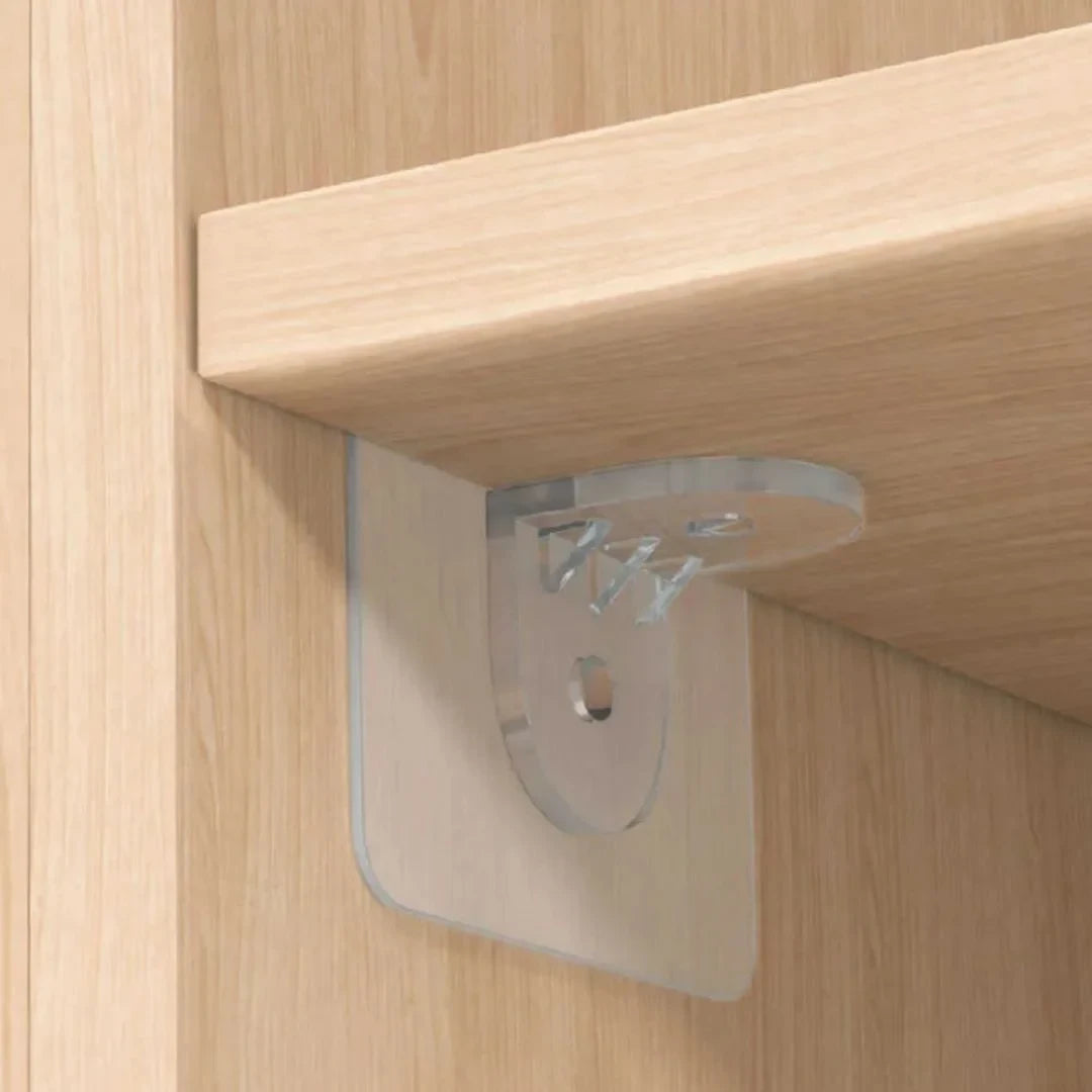 Corner double-sided adhesive set for shelf installation