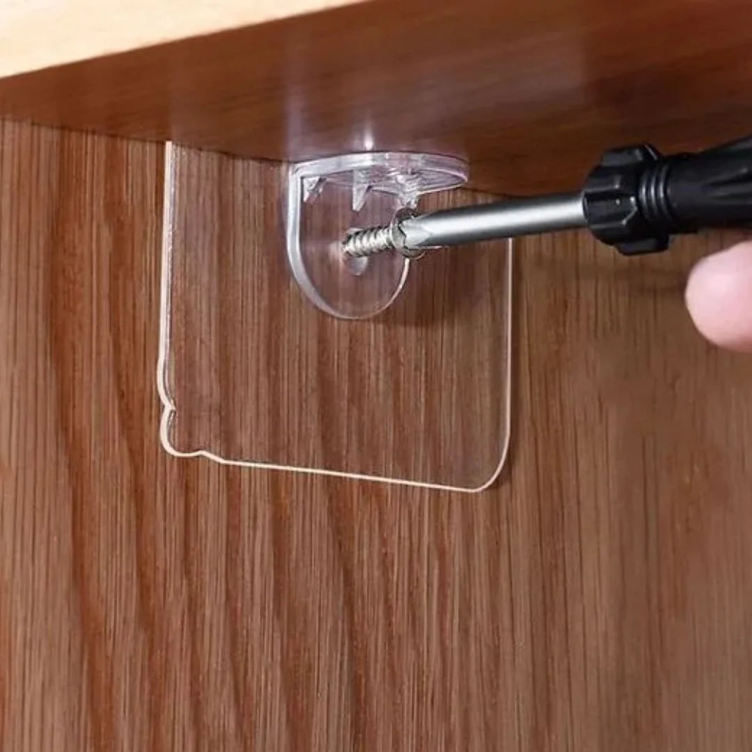 Corner double-sided adhesive set for shelf installation