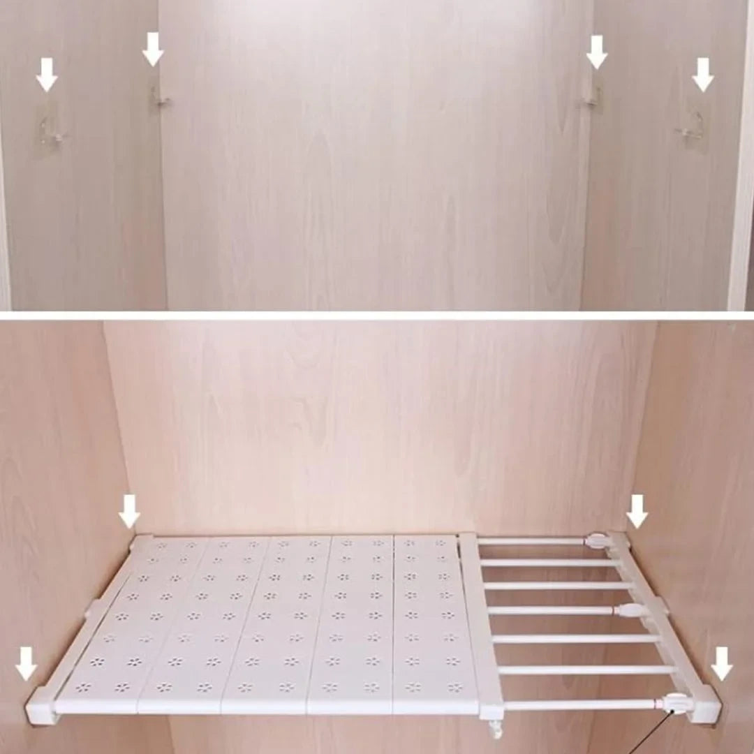 Corner double-sided adhesive set for shelf installation