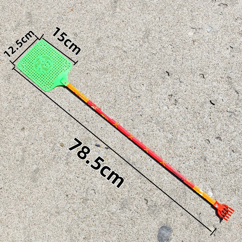 مضرب ذباب كبير بمقبض طويل ورأس لا يمكن كسره وحكاكة من الجهة الاخرى مضرب ذباب يدوي منزلي قديم الطراز من البلاستيك