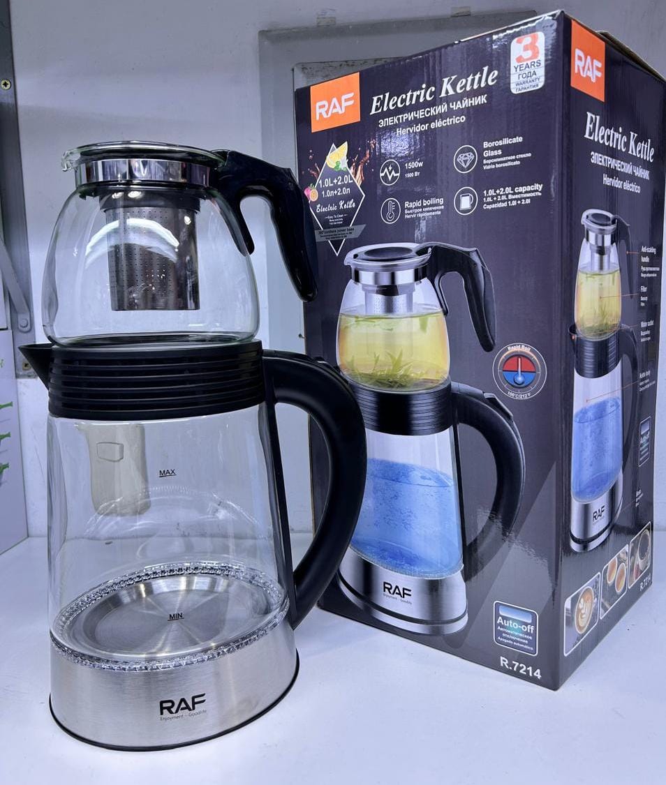 سخان هيتر مزدوج كلاسيكي من ماركة RAF R.7214 غلاية 2 في 1 مع ابريق شاي 1500 واط 1 لتر - 2 لتر