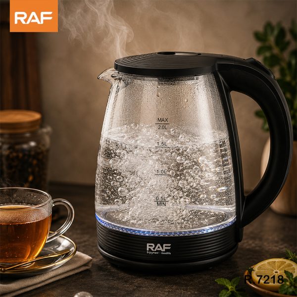 غلاية كهربائية زجاجية من طراز RAF R.7218 - سعة 2 لتر، 1500 واط مع إضاءة LED