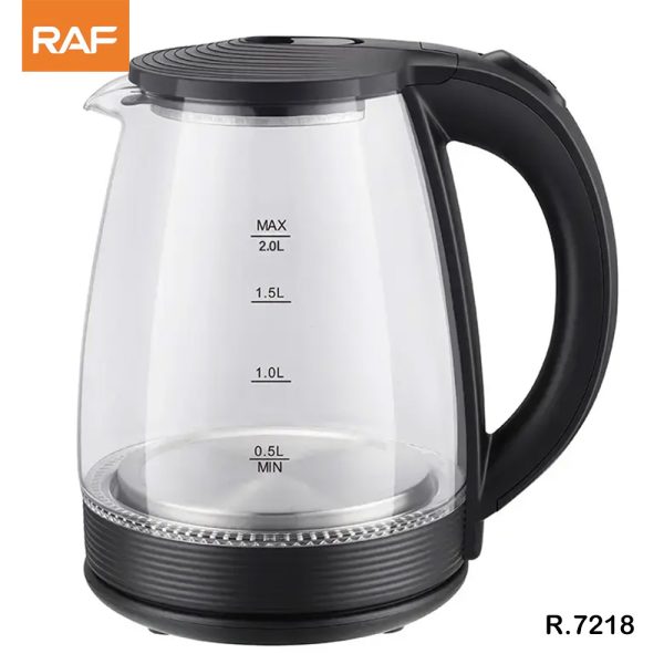 غلاية كهربائية زجاجية من طراز RAF R.7218 - سعة 2 لتر، 1500 واط مع إضاءة LED
