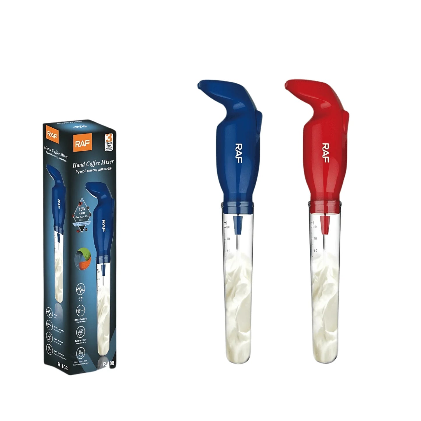خفاقة القهوة RAF لصنع الفوم والكريمة الكهربائية 45 واط 80 مل RAF R.108