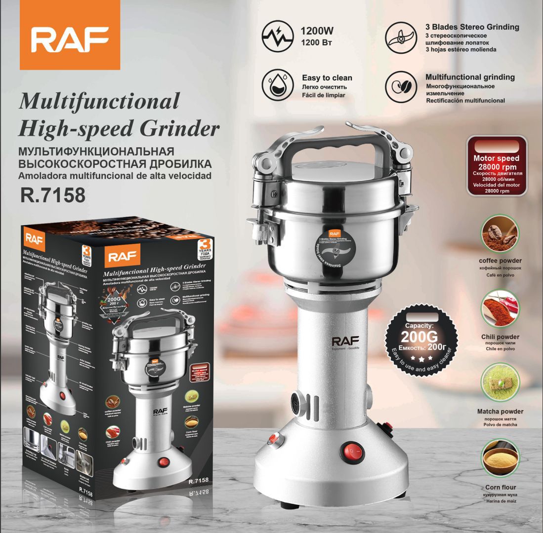 RAF R.7158 – مطحنة كهربائية دقيقة، سريعة، وتُجيد فنون السحق