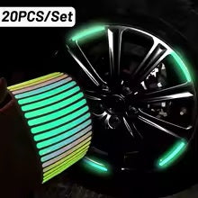 عواكس ضوئية (ستيكرات لاصقة) لإطارات السيارات والدراجات – 20 قطعة لتعزيز السلامة والأناقة!