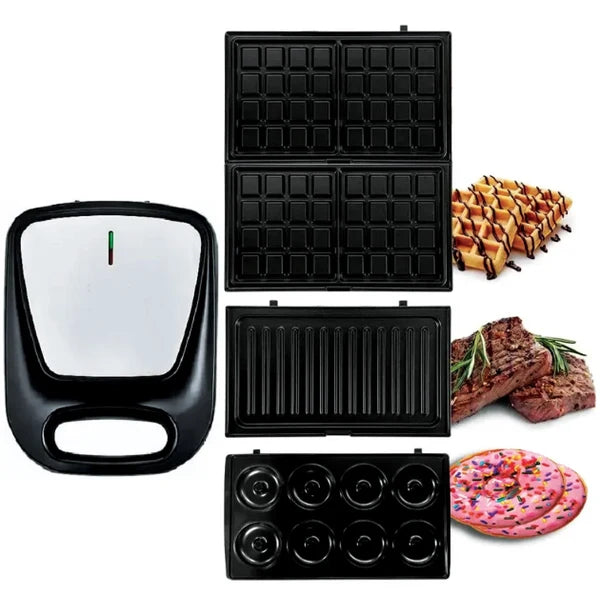RAF R.2221 - 3-in-1 Sandwich Maker with 1400W Power and Double Heating