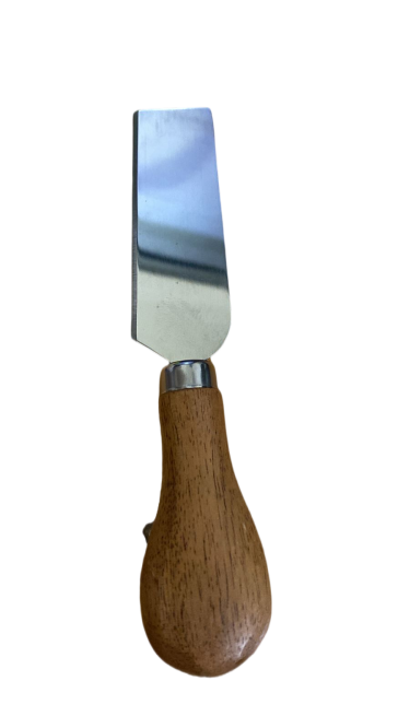 قطاعة جبن من الفولاذ المقاوم للصدأ مقبض من خشب الأكاسيا 13.5×2.5 سم