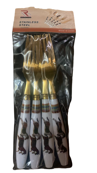 طقم شوك ستانلس ستيل ذهبي - 4 قطع