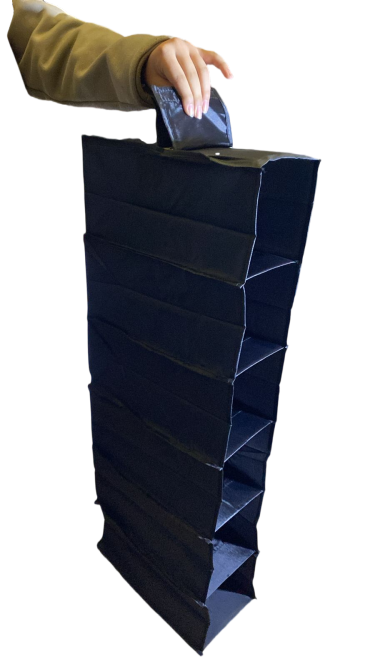 منظم تخزين معلق من القماش للأحذية والملابس  – 6 أرفف، لون أسود