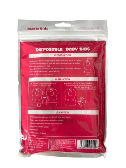 مرايل أطفال للاستخدام مرة واحدة - Blabla Kids Disposable Baby Bibs - عبوة 10 قطع