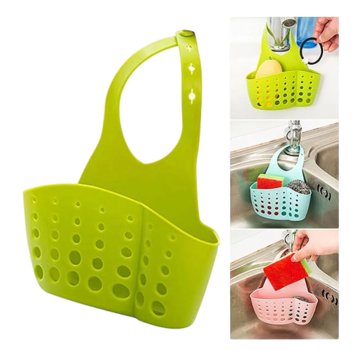 منظم إسفنجة حوض – حامل معلق للصنبور من مادة PVC بفتحات تهوية