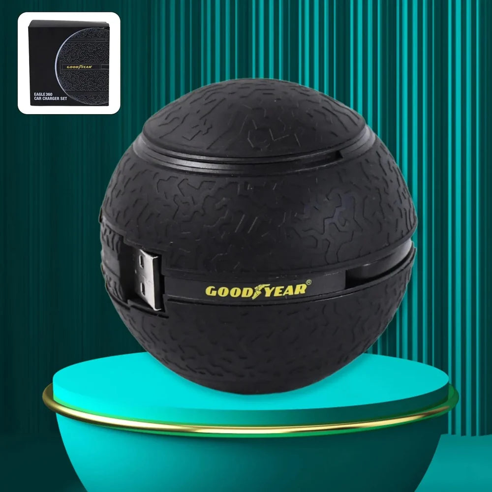 كابل شحن السيارة مع أطراف شحن متعددة - iPhone، Android، USB-C - حل شحن عالمي لسيارتك مع محول منافذ usb من منفذ الولاعة على شكل كرة مميزة