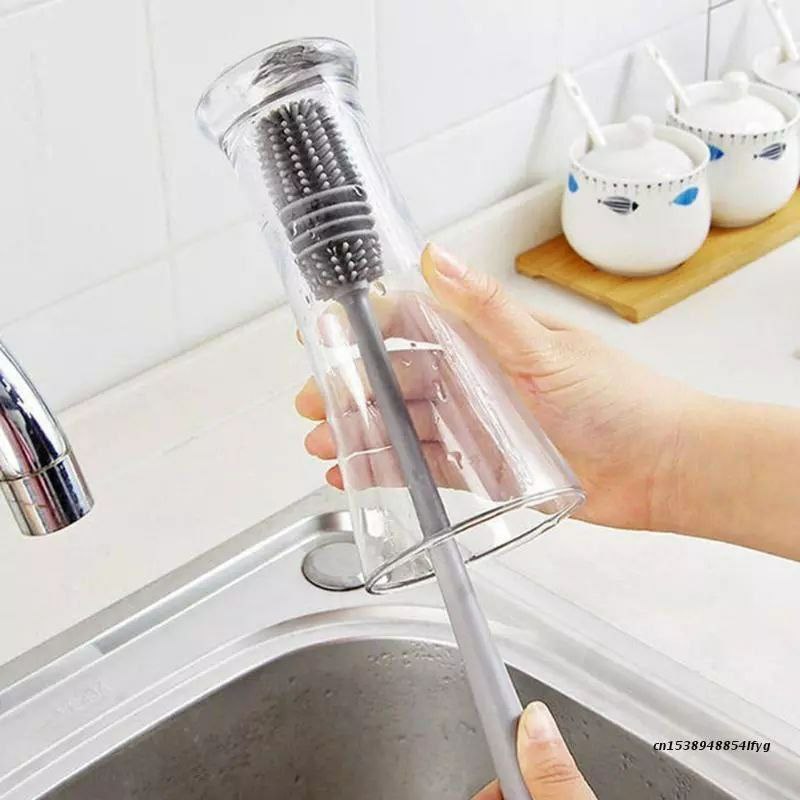 فرشاة من السيليكون بمقبض طويل للحاويات