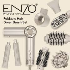 بكج ENZO الاحترافي 8 قطع – سشوار ومصفف شعر قابل للطي مع Airwrap وفرش متعددة
