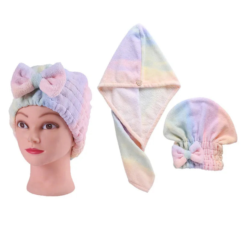 🧖♀️ منشفة تجفيف الشعر مايكروفايبر + ربطة شعر بعقدة لطيفة  نعومة فائقة، تجفيف ذكي، وأناقة صباحية لا تُقاوم