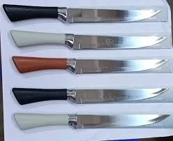 7-inch professional kitchen knife, stainless steel with polished finish and plastic handle