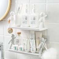 Double-sided plastic shelf for kitchen or bathroom