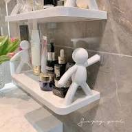 Double-sided plastic shelf for kitchen or bathroom