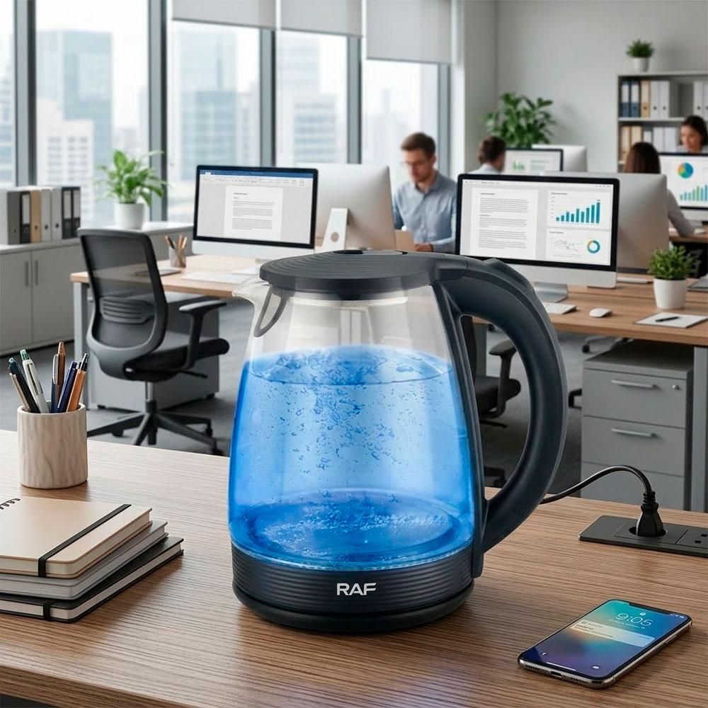 غلاية كهربائية زجاجية من طراز RAF R.7218 - سعة 2 لتر، 1500 واط مع إضاءة LED