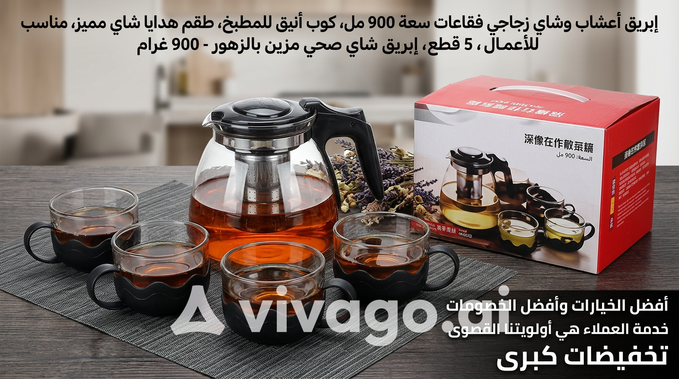 ابريق اعشاب مع 4 فناجين