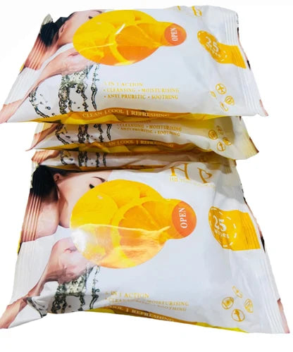 🧼 مناديل ورقية مرطبة ومنظفة للوجه لإزالة المكياج – 25 منديلًا  نظافة فورية، وانتعاش يدوم