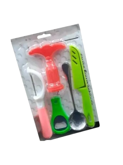 مجموعة أدوات مطبخ متعددة الاستخدام – مقشرة خضار، فتاحة زجاجات، سكين مشقوق، ملعقة، أداة ضغط