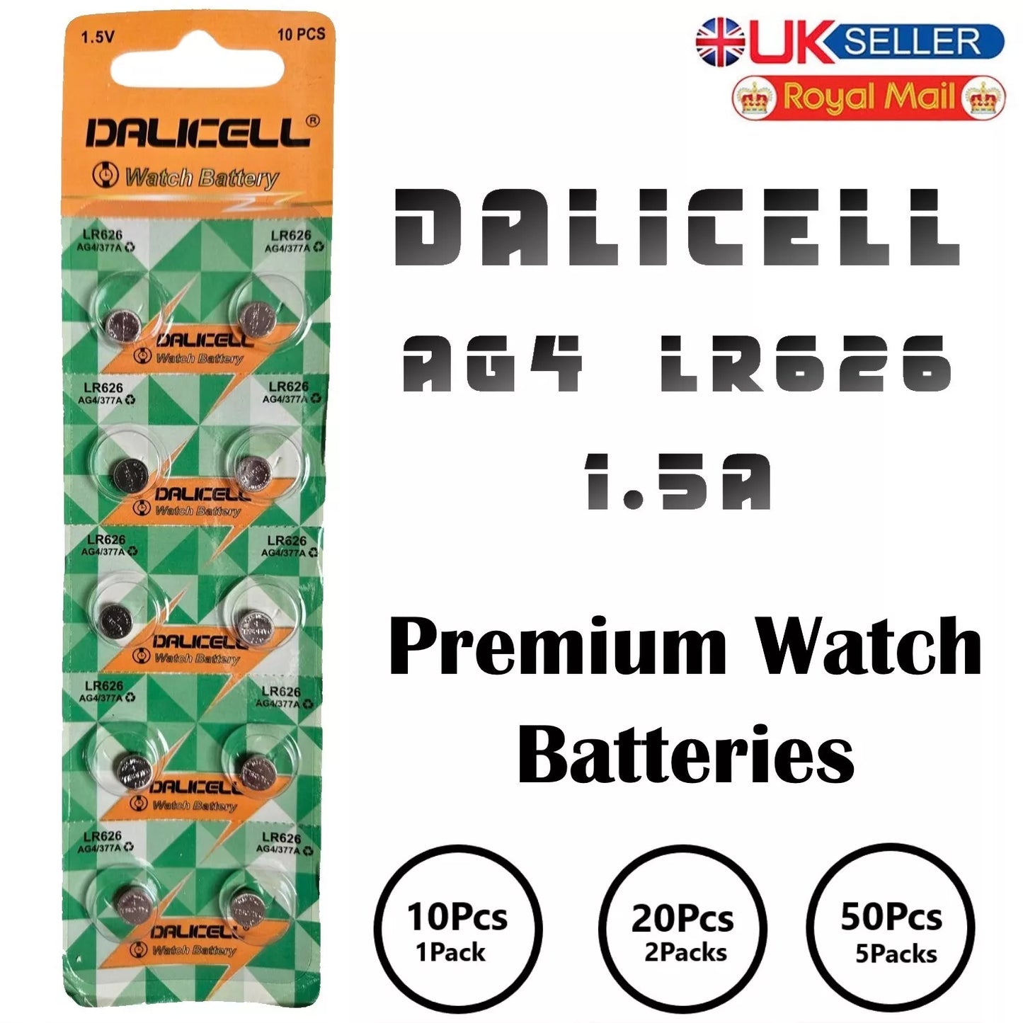 بطاريات ساعات AG4 LR620 G4 قلوية، خلية زرّية، بطارية ليثيوم 1.5 فولت عدد 10