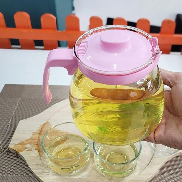 طقم شاي زجاجي فاخر عالي الجودة ابريق 750 مل مع 4 فناجين