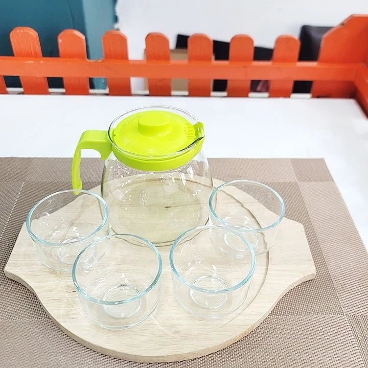 طقم شاي زجاجي فاخر عالي الجودة ابريق 750 مل مع 4 فناجين