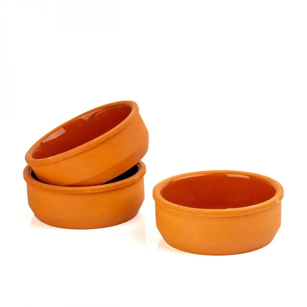 طقم صحون فخار دائرية - قطر 7.5 سم وعمق 4.5 سم (4 قطع)