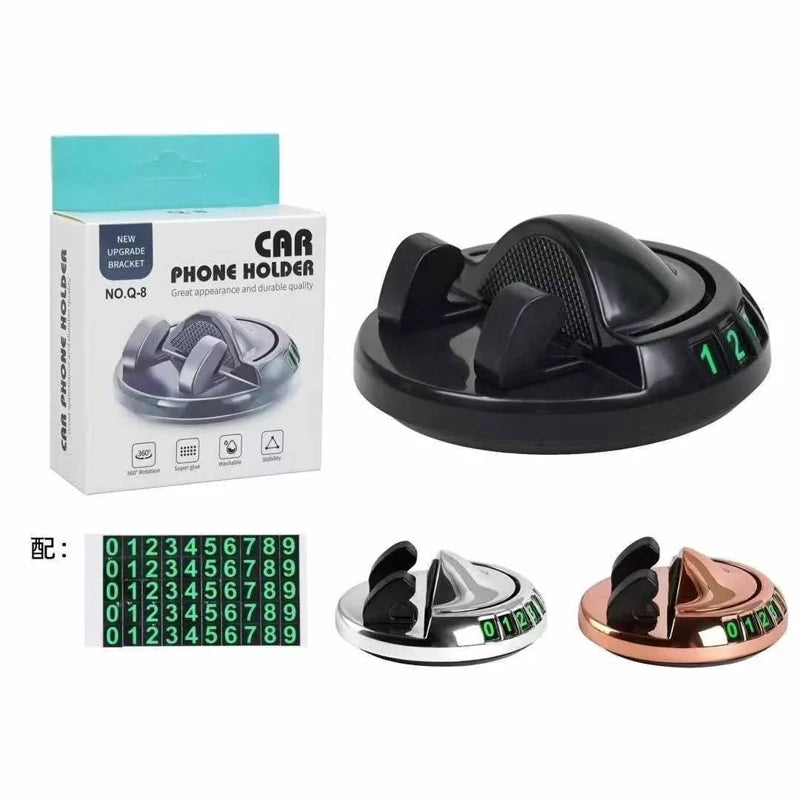 حامل هاتف دوار 360 درجة مع لوحة لرقم الهاتف – رفيقك المثالي في السيارة!